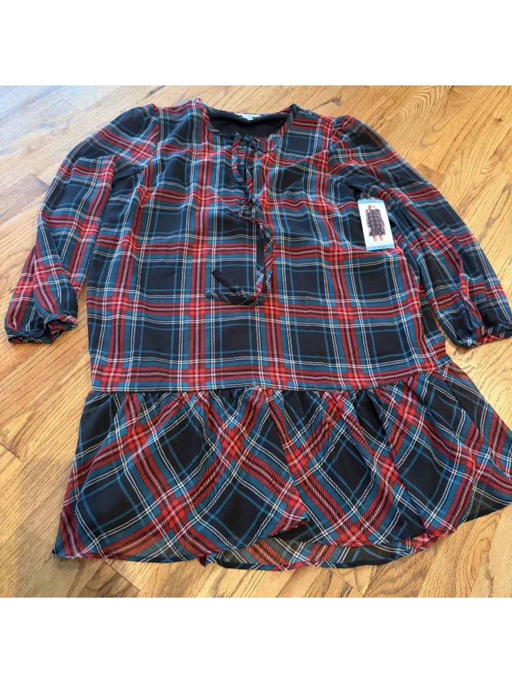 Draper James Womens Large Green Red Plaid Shift Dress New